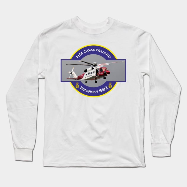 HM Coastguard search and rescue Helicopter, Long Sleeve T-Shirt by AJ techDesigns